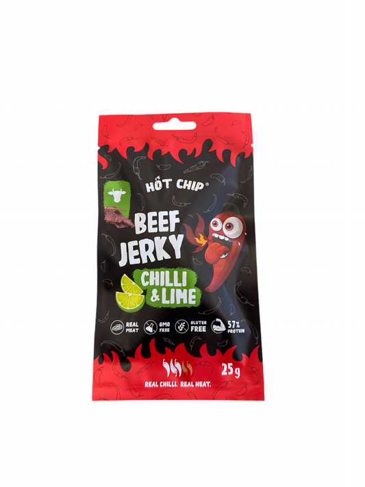 HOT CHIP BEEF JERKY CHILLI & LIME 25GR 🌶️🌶️🌶️